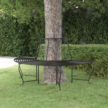 ARDEBO.de - Baumbank Halbrund Ø159 cm Schwarz Stahl