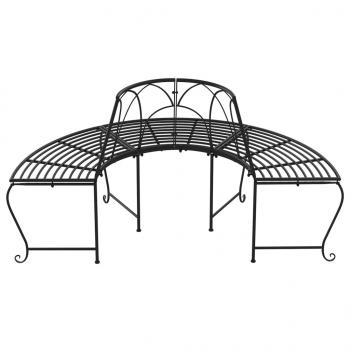 Baumbank Halbrund Ø159 cm Schwarz Stahl