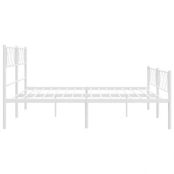 Bettgestell mit Kopf- und Fußteil Metall Weiß 193x203 cm