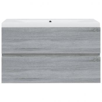 Waschbeckenschrank mit Einbaubecken Grau Sonoma Holzwerkstoff