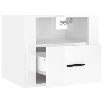 ARDEBO.de - Wand-Nachttisch Hochglanz-Weiß 50x36x40 cm