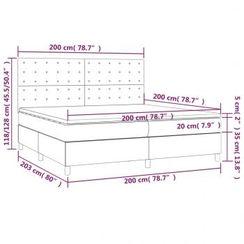 Boxspringbett mit Matratze & LED Grau 200x200 cm Kunstleder