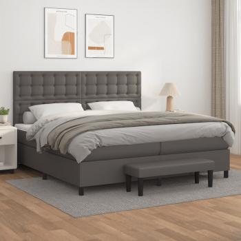 ARDEBO.de - Boxspringbett mit Matratze Grau 200x200 cm Kunstleder