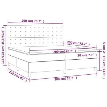 Boxspringbett mit Matratze Grau 200x200 cm Kunstleder
