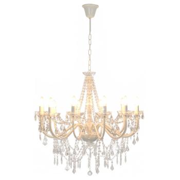 Kronleuchter mit Perlen Weiß 12 x E14-Fassungen