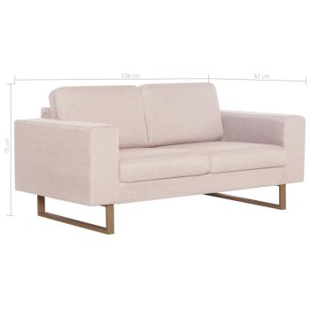 2-tlg. Sofagarnitur Stoff Cremeweiß