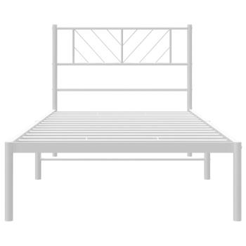 Bettgestell mit Kopfteil Metall Weiß 107x203 cm