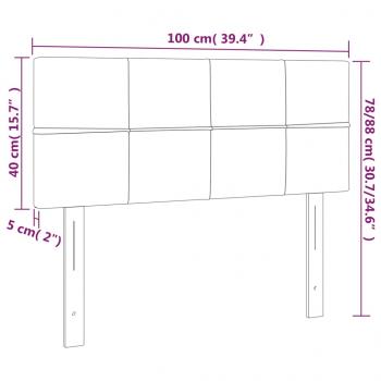 LED Kopfteil Hellgrau 100x5x78/88 cm Samt