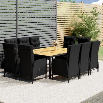 ARDEBO.de - 11-tlg. Garten-Essgruppe Poly Rattan Schwarz