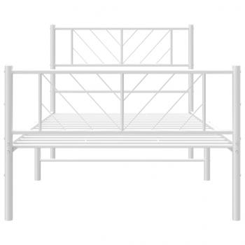 Bettgestell mit Kopf- und Fußteil Metall Weiß 75x190 cm
