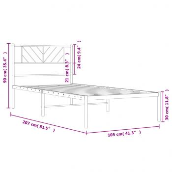 Bettgestell mit Kopfteil Metall Weiß 100x200 cm