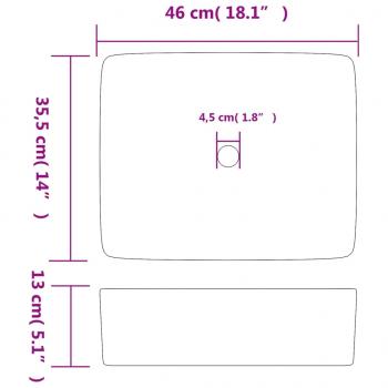 Aufsatzwaschbecken Schwarz Rechteckig 46x35,5x13cm Keramik