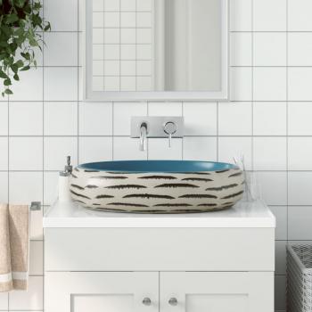 ARDEBO.de - Aufsatzwaschbecken Mehrfarbig Oval 59x40x15 cm Keramik