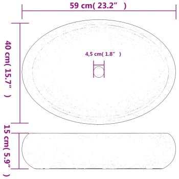 Aufsatzwaschbecken Braun und Blau Oval 59x40x15 cm Keramik