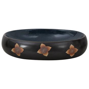 Aufsatzwaschbecken Schwarz und Blau Oval 59x40x15 cm Keramik