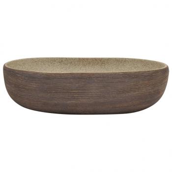 Aufsatzwaschbecken Sandfarben Braun Oval 59x40x14 cm Keramik