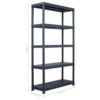 ARDEBO.de - Lagerregal Schwarz 220 kg 90 x 40 x 138 cm Kunststoff