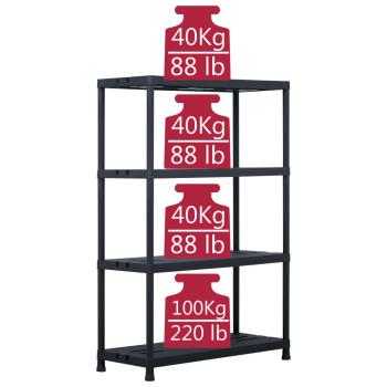Lagerregal Schwarz 220 kg 90 x 40 x 138 cm Kunststoff