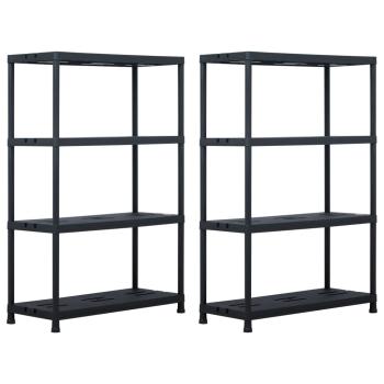 ARDEBO.de - Lagerregale 2 Stk. Schwarz 220 kg 90 x 40 x 138 cm Kunststoff