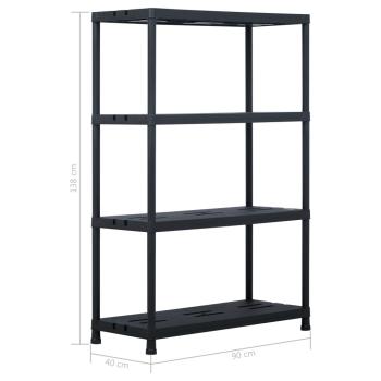 Lagerregale 2 Stk. Schwarz 220 kg 90 x 40 x 138 cm Kunststoff