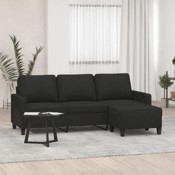ARDEBO.de - 3-Sitzer-Sofa mit Hocker Schwarz 180 cm Stoff