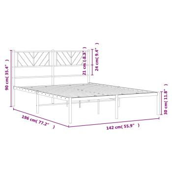 Bettgestell mit Kopfteil Metall Weiß 135x190 cm