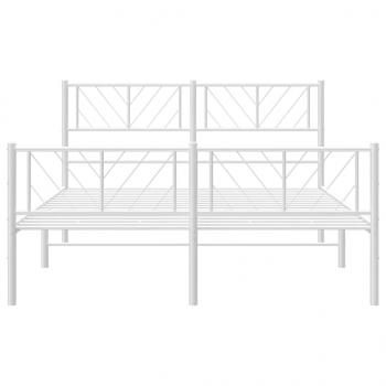Bettgestell mit Kopf- und Fußteil Metall Weiß 135x190 cm
