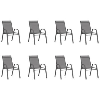 9-tlg. Garten-Essgruppe Grau und Schwarz