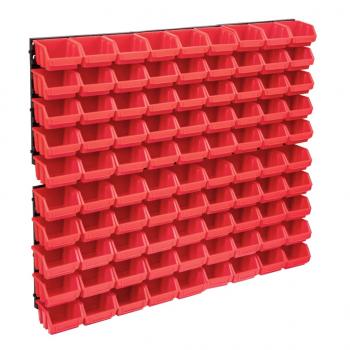 ARDEBO.de - 96-tlg. Behälter-Set für Kleinteile mit Wandplatten Rot Schwarz