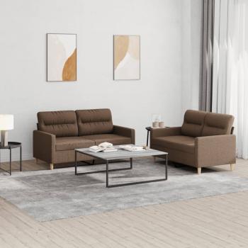 ARDEBO.de - 2-tlg. Sofagarnitur mit Kissen Braun Stoff