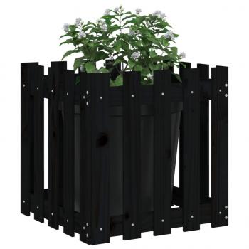 ARDEBO.de - Pflanzkübel Lattenzaun-Design Schwarz 50x50x50 cm Kiefernholz