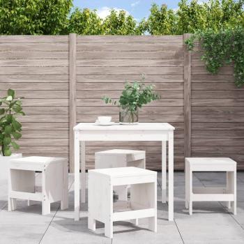 ARDEBO.de - 5-tlg. Garten-Essgruppe Weiß Massivholz Kiefer
