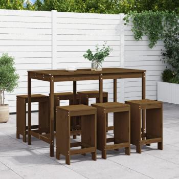 ARDEBO.de - 7-tlg. Gartenbar-Set Honigbraun Massivholz Kiefer