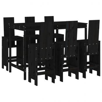 ARDEBO.de - 7-tlg. Gartenbar-Set Schwarz Massivholz Kiefer