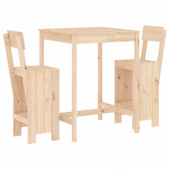 3-tlg. Gartenbar-Set Massivholz Kiefer