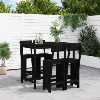 ARDEBO.de - 5-tlg. Gartenbar-Set Schwarz Massivholz Kiefer