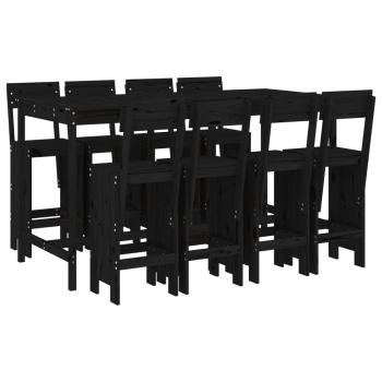 ARDEBO.de - 7-tlg. Gartenbar-Set Schwarz Massivholz Kiefer