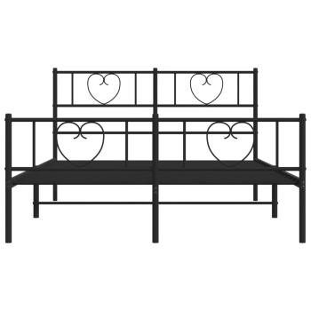 Bettgestell mit Kopf- und Fußteil Metall Schwarz 160x200 cm