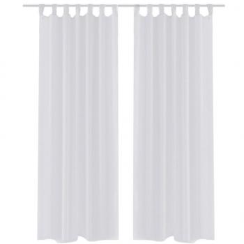 ARDEBO.de - 2 x Transparente Gardine Fertiggardine 140 x 175 cm weiß