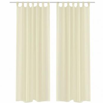 ARDEBO.de - 2 x Transparente Gardine Fertiggardine 140 x 245 cremefarben