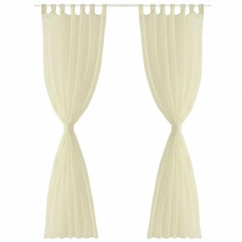 2 x Transparente Gardine Fertiggardine 140 x 245 cremefarben
