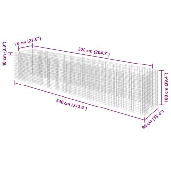 Gabionen-Hochbeet Verzinkter Stahl 540×90×100 cm