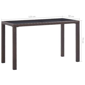 Gartentisch Braun 123x60x74 cm Poly Rattan