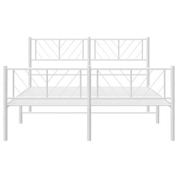 Bettgestell mit Kopf- und Fußteil Metall Weiß 140x200 cm