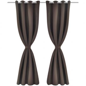 Verdunkelungs-Vorhänge mit Metallringen 135 x 245 cm Braun blackout