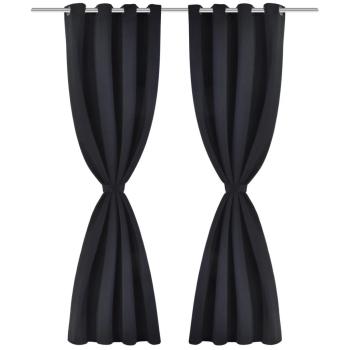 Verdunkelungs-Vorhänge mit Metallringen 135 x 245 cm Schwarz blackout