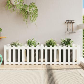 ARDEBO.de - Hochbeet Lattenzaun-Design Weiß 200x50x50 cm Massivholz Kiefer