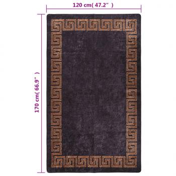 Teppich Waschbar Schwarz und Gold 120x170 cm Rutschfest