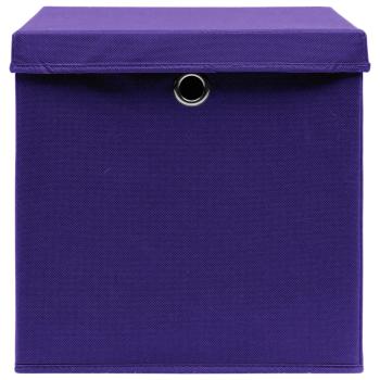 Aufbewahrungsboxen mit Deckeln 10 Stk. Lila 32x32x32 cm Stoff