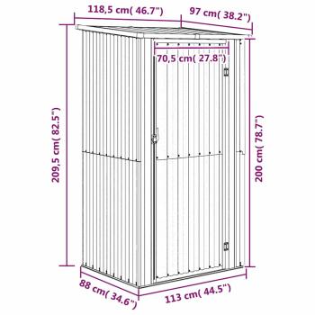 Geräteschuppen Grün 118,5x97x209,5 cm Verzinkter Stahl